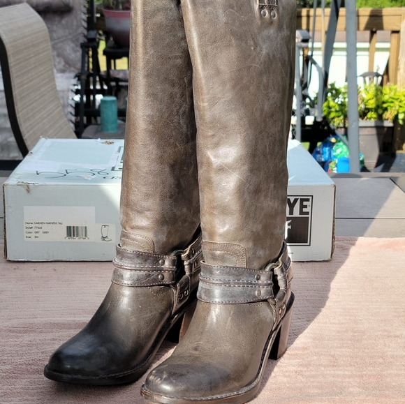 Frye Dark Brown Carmen Leather Boots - Picture 2 of 9